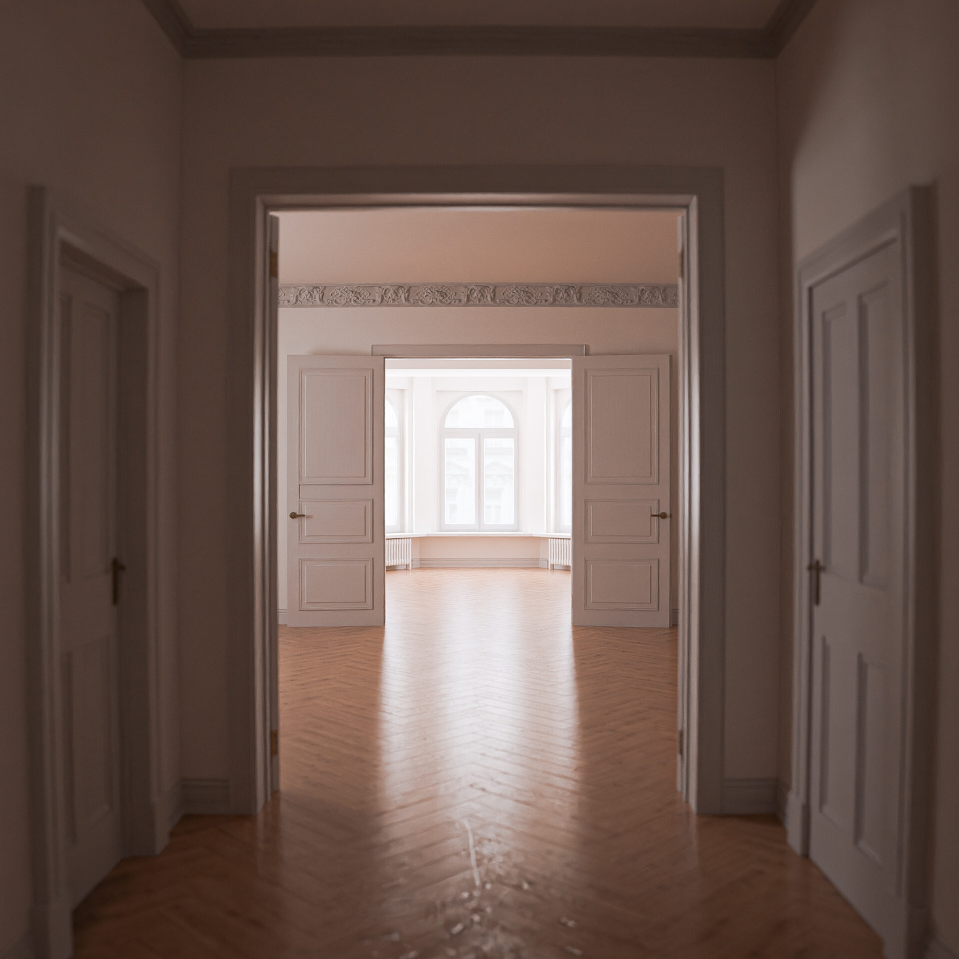 Ansicht der leeren Wohnung vor der Umgestaltung